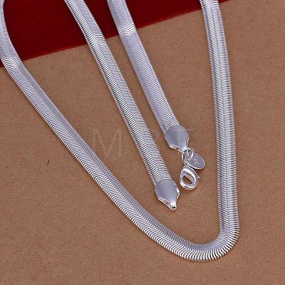 Popular Silver Color Plated Brass Herringbone Chain Necklaces For Men NJEW-BB12741-22-1