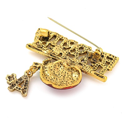 Christmas Theme Golden Zinc Alloy with Rhinestone Brooches JEWB-B018-01AG-05-1