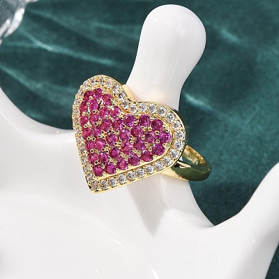 Brass Micro Pave Cubic Zirconia Cuff Open Rings RJEW-F204-07B-G-1
