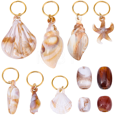 10Pcs Acrylic Braiding Hair Pendants Decoration Clips OHAR-BM0001-01-1