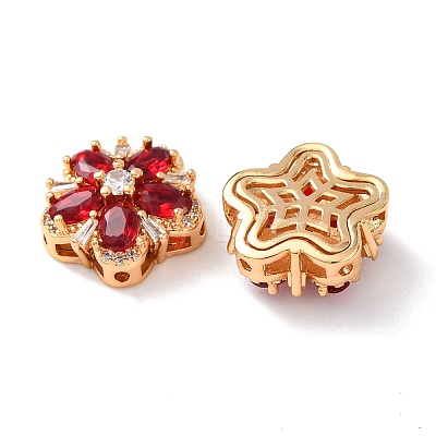 Brass Micro Pave Cubic Zirconia Beads KK-A284-19G-01-1