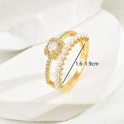 Elegant Copper Plated Gold Pearl Ladies Party Vacation Ring VD5623-2-1