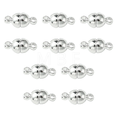 10Pcs Round Brass Magnetic Clasps with Loops KK-FS0001-34S-1