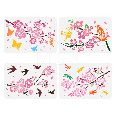 4Pcs 4 Styles PET Hollow Out Drawing Painting Stencils DIY-WH0394-0035-1
