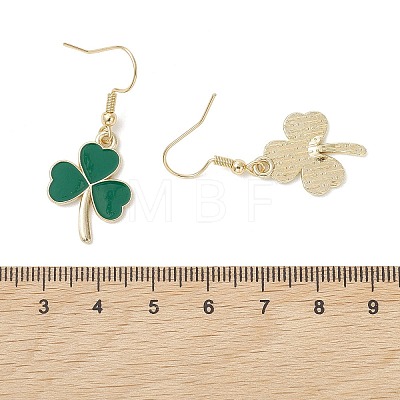 Clover Alloy Enamel Dangle Earrings EJEW-JE06939-1
