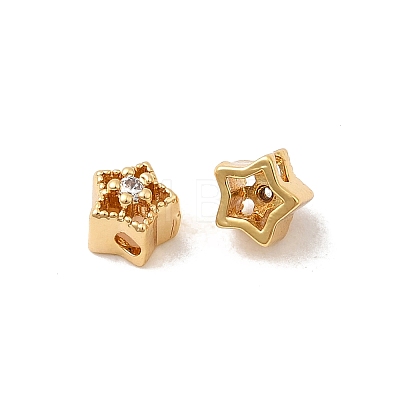Brass Micro Pave Clear Cubic Zirconia Beads KK-P340-30G-1