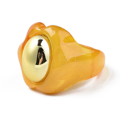 Candy Color Oval Acrylic Ring RJEW-S045-131-1