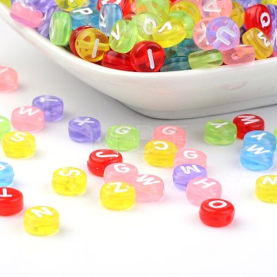 Transparent Acrylic Horizontal Hole Letter Beads PL41C9070-1