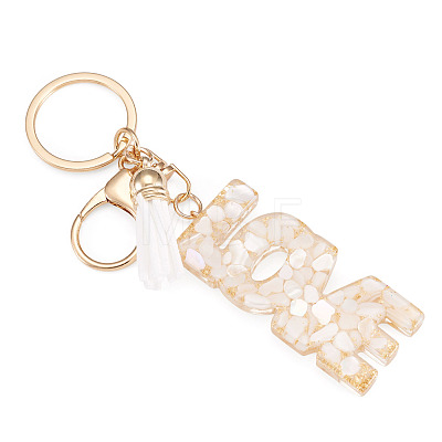 Alloy & Resin Tassel Keychainss AJEW-TADJ0001-20G-03-1