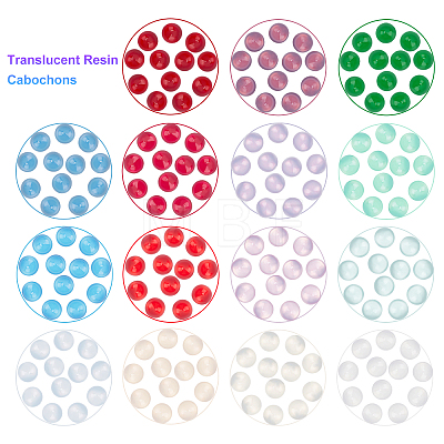 Translucent Resin Cabochons RESI-SC0001-38B-1