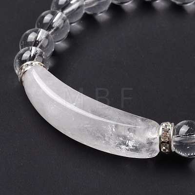 Natural Quartz Crystal Beads Charm Bracelets BJEW-K164-B01-1