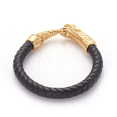 Retro Leather Cord Bracelets BJEW-L642-33G-1