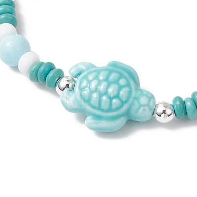 3Pcs Synthetic Turquoise & Porcelain & Dyed Natural Howlite Beads Stretch Bracelets for Women X-BJEW-JB11793-1