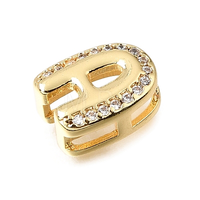 Brass Micro Pave Clear Cubic Zirconia Initial Spacer Bars KK-E802-34G-A-1