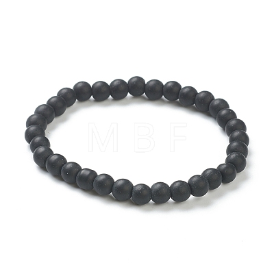 Matte Round Glass Beads Stretch Bracelets for Teen Girl Women BJEW-A117-B-23-1