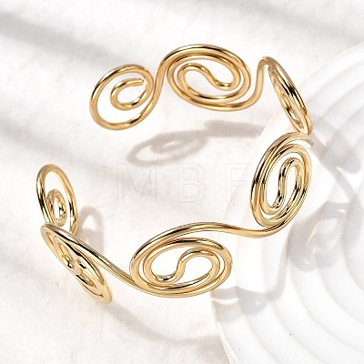 304 Stainless Steel Cuff Bangles for Women BJEW-Z150-01G-01-1