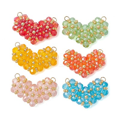 6Pcs 6 Colors Glass Pendants PALLOY-MZ01298-1
