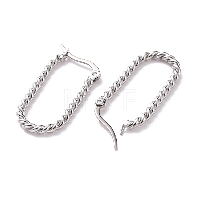 Titanium Steel Twist Rope Oval Hoop Earrings for Women EJEW-A074-01P-1