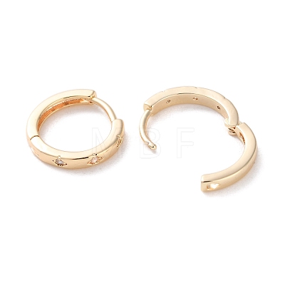 Brass Clear Cubic Zirconia Ring Hoop Earrings EJEW-M025-01G-1