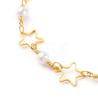 Brass Star Link Chain Anklets AJEW-AN00419-1