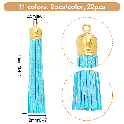   22Pcs 11 Colors Imitation Leather Tassel Pendants FIND-PH0007-53-1