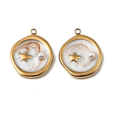304 Stainless Steel Enamel Pendants STAS-I371-04G-01-1