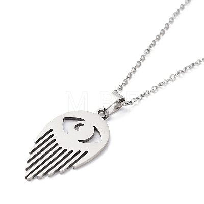 201 Stainless Steel Eye Pendant Necklace with Cable Chains NJEW-Q317-01P-1