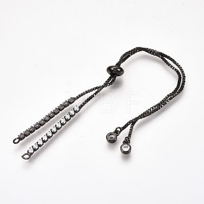 Adjustable Brass Micro Pave Cubic Zirconia Chain Bracelet Making ZIRC-T004-39B-1