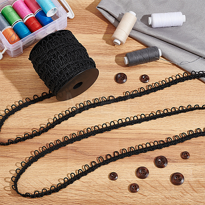 Polyester Braid Trims with Elastic Button Loops OCOR-WH0071-039A-1