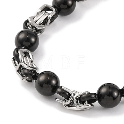 201 Stainless Steel Round Ball Links Chain Necklace NJEW-F222-38EBP-06-1