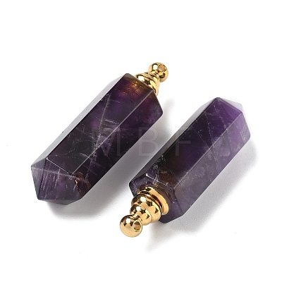 Faceted Natural Amethyst Pointed Pendants G-H252-F01A-1