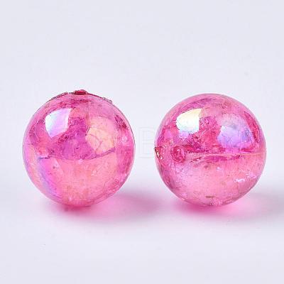 AB Color Transparent Crackle Round Acrylic Beads CACR-S006-06-1