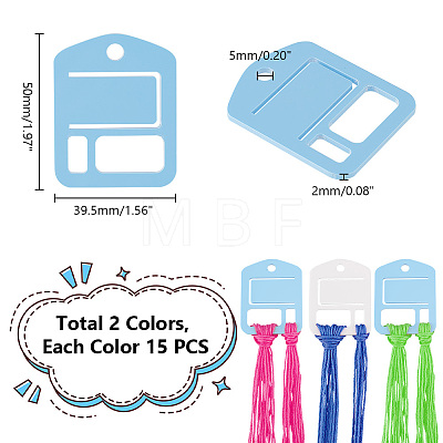   30Pcs 2 Colors Acrylic Spool Floss Bobbins FIND-PH0018-39A-1