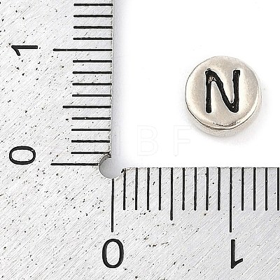 925 Sterling Silver Flat Round with Letter Beads STER-G044-01AS-N-1