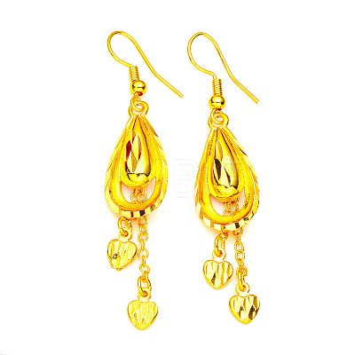 Teardrop with Heart Alloy & Brass Dangle Earrings FS-WGF4F4A-01-1