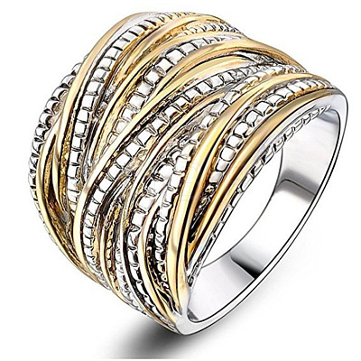 Criss Cross Alloy Crystal Rhinestone Wide Finger Rings FS-WGCE8BA-03-1