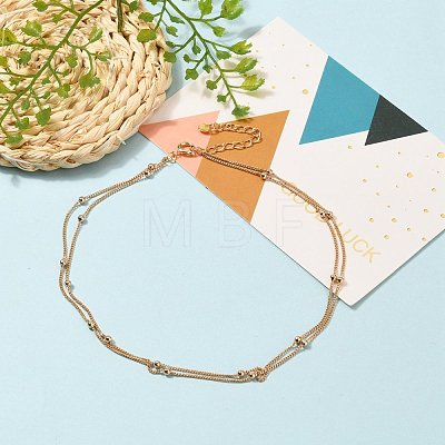 Brass Curb Chains Double Layer Necklaces NJEW-JN03122-1