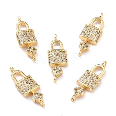 Brass Micro Pave Clear Cubic Zirconia Links Connectors ZIRC-L100-055G-1