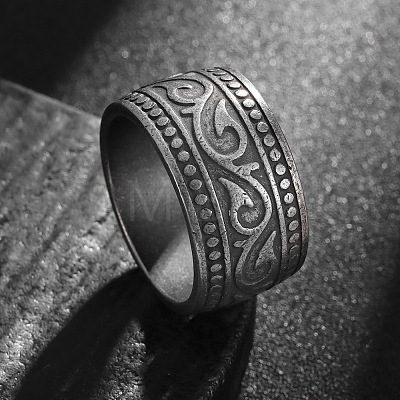 Vintage Totem Titanium Steel Wide Finger Rings for Men FS-WG9BFEA-09-1