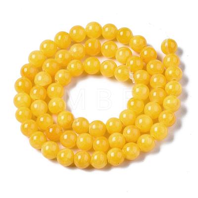 Natural Dyed Yellow Jade Gemstone Bead Strands G-R271-6mm-Y07-1