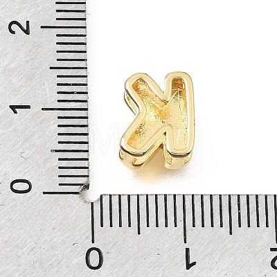 Brass Micro Pave Clear Cubic Zirconia Initial Spacer Bars KK-E802-34G-K-1