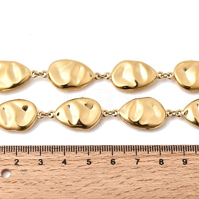 316L Surgical Stainless Steel Textured Flat Teardrop Link Chain Necklaces NJEW-D297-03G-1