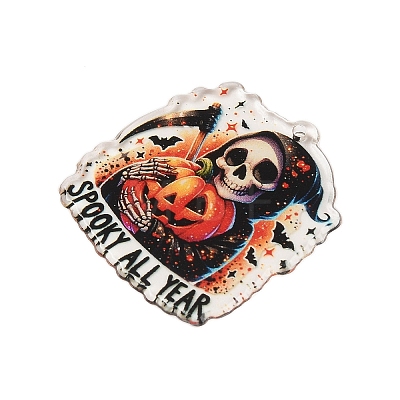 Halloween Theme Opaque Printed Acrylic Pendants SACR-S034-05B-1