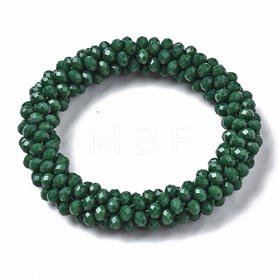 Faceted Opaque Glass Beads Stretch Bracelets BJEW-S144-002E-02-1