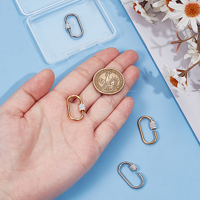 4Pcs 2 Colors 304 Stainless Steel Screw Carabiner Lock Charms STAS-UN0060-75-1