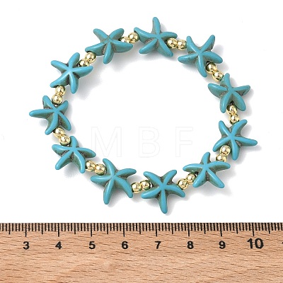 Synthetic Turquoise & Non-magnetic Hematite Beads Stretch Bracelets for Women Men BJEW-JB13726-02-1