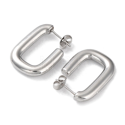 304 Stainless Steel Rectangle Ear Studs for Women EJEW-P234-04P-1