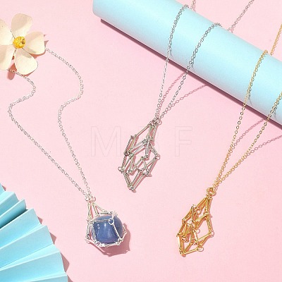 3Pcs 3 Color 304 Stainless Steel Macrame Pouch Empty Stone Holder for Pendant Necklaces Making NJEW-JN04384-1