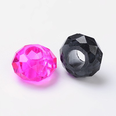 Mixed Color Glass Faceted Rondelle Spacer Large Hole Charms Beads Fit European Bracelets X-GLAA-N0ZTG261-M-1