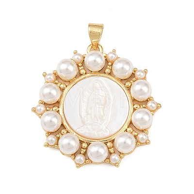 Natural White Shell Flower Pendants KK-F919-45G-1